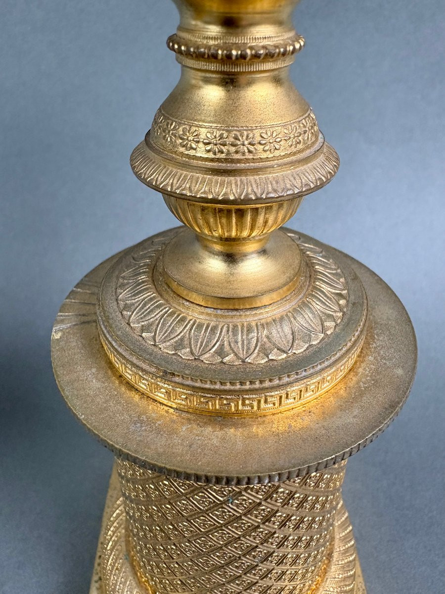 Paire de Vasques Cassolettes Bronze Doré époque Empire vers le 1810-photo-3