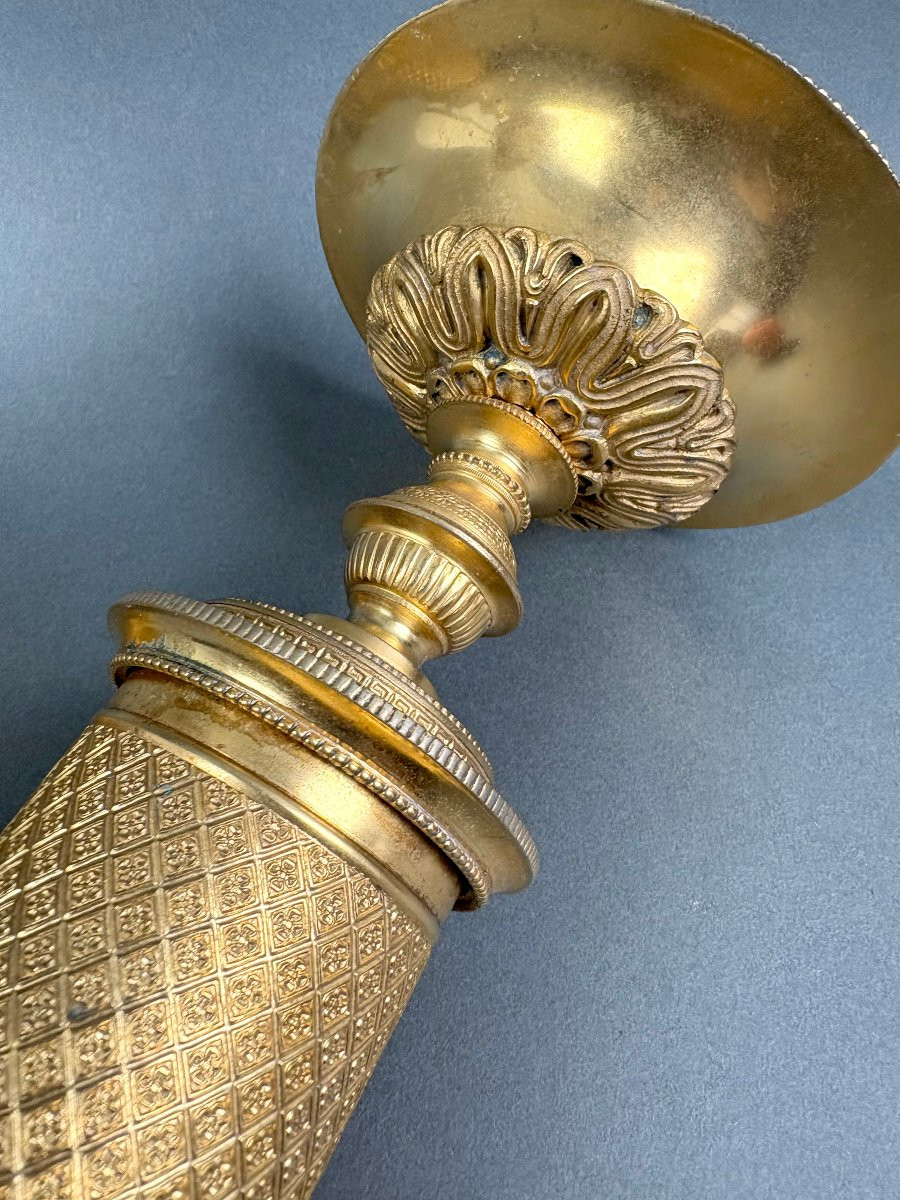 Paire de Vasques Cassolettes Bronze Doré époque Empire vers le 1810-photo-6