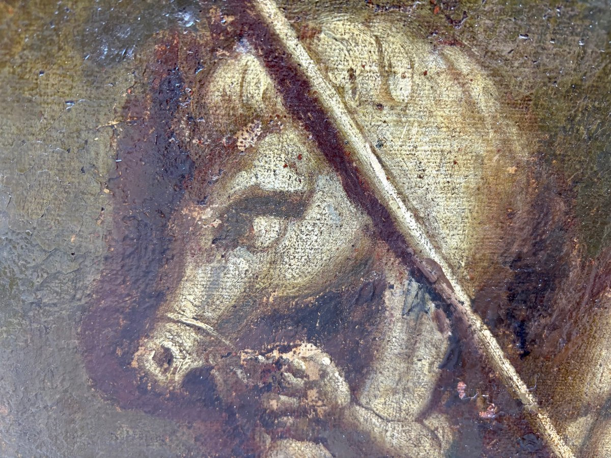 Grande Toile en Grisaille avec Tritons et Néréides, Italie, 18éme-photo-3