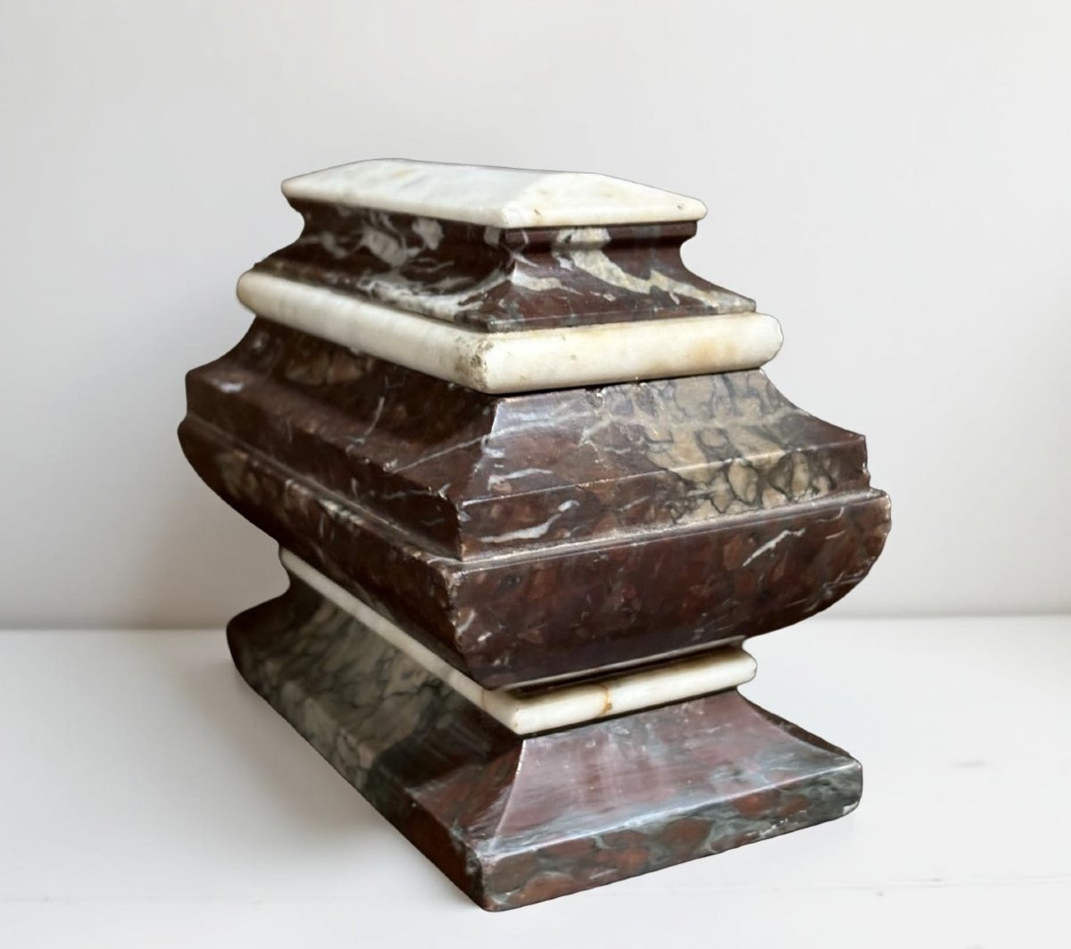 Early 19th Grand Tour Sarcophagus Marble Inkwell-photo-3