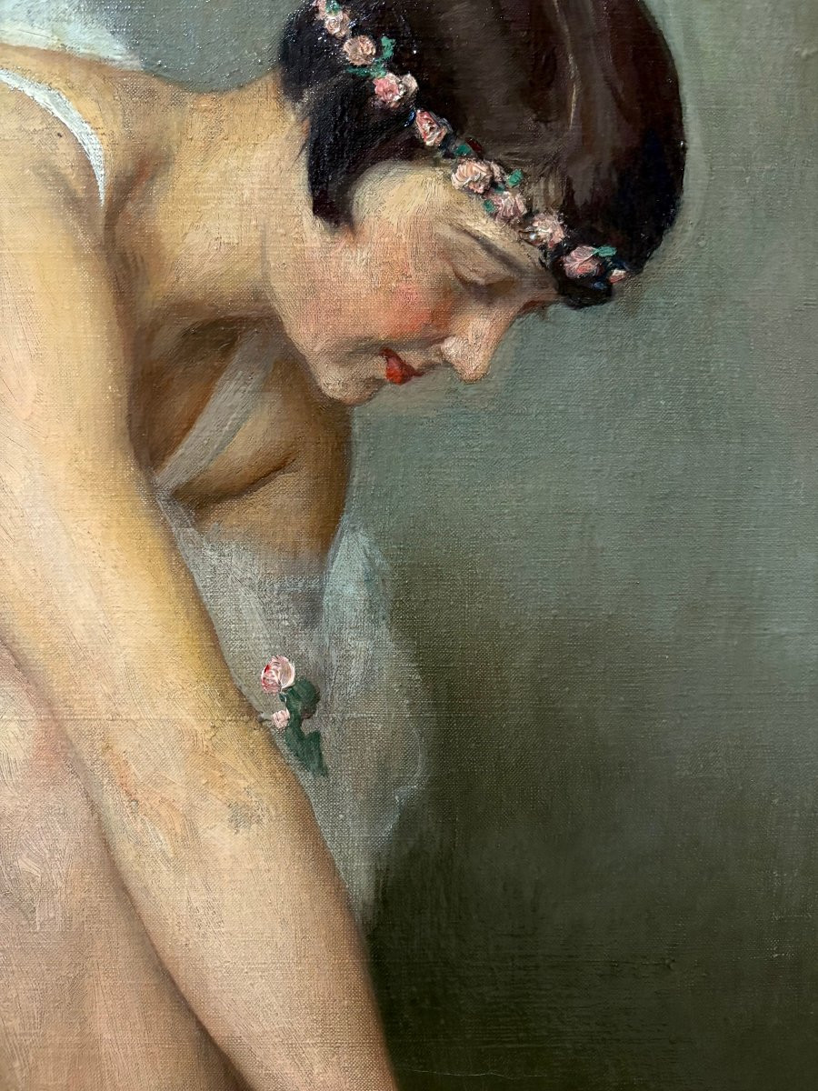 Auguste LEROUX (1871-1954) Portrait de Danseuse de l'Opéra -photo-1