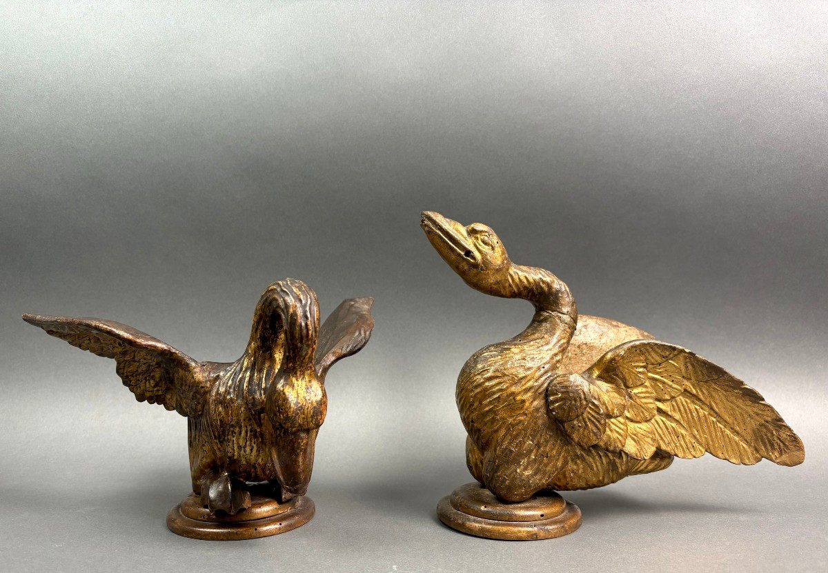 18th Louis XVI Pair Of Gilt Wood Swan Friezes