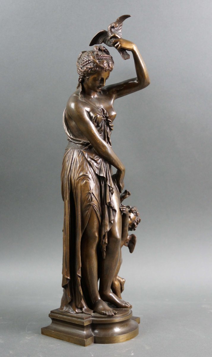Susse Foundry-jean Bulio Bronze Group Venus And Cupid -photo-2