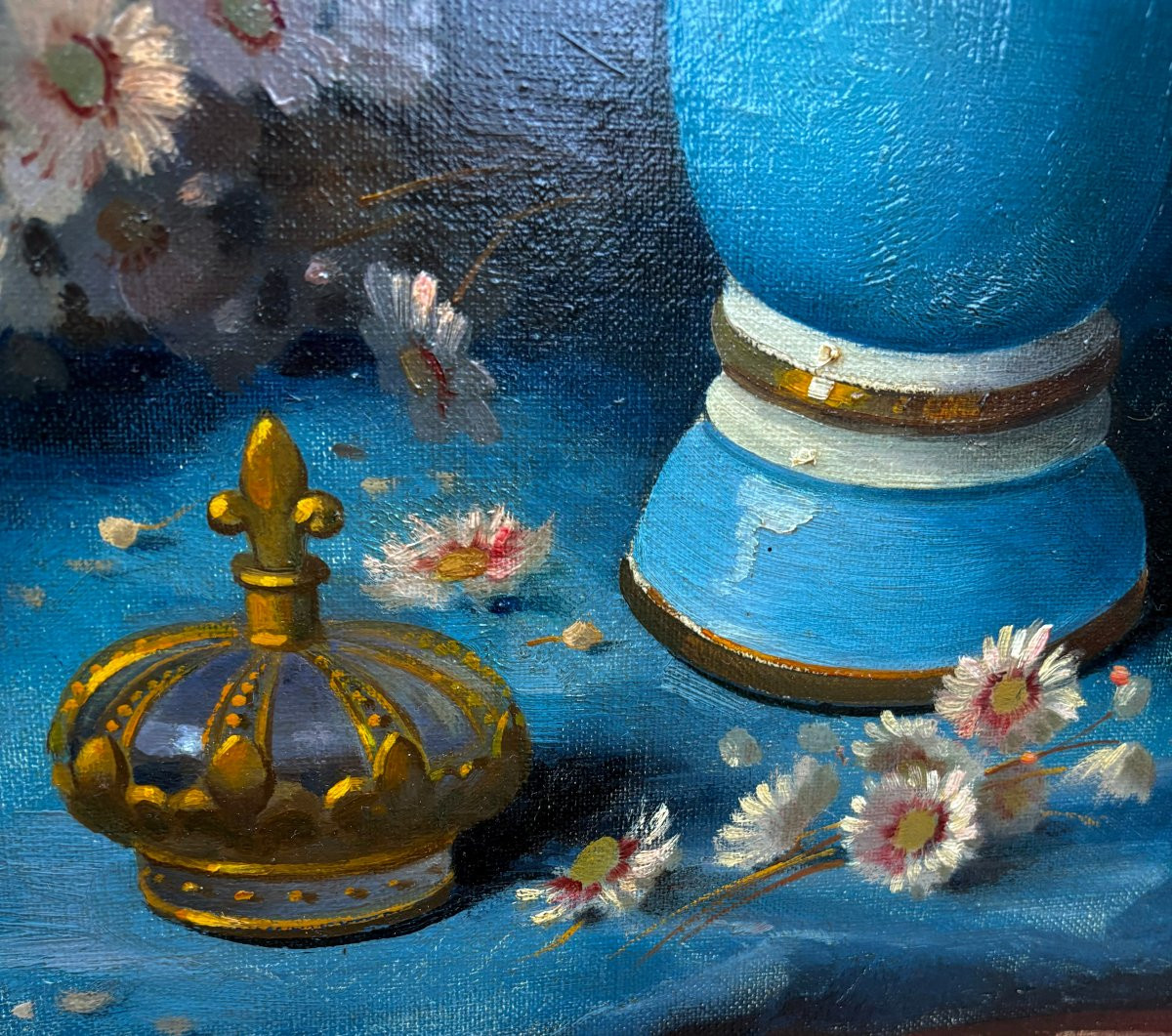 Georges Jessen (l1892 - 1963) Large Still Life With A Vase Of Flowers-photo-3