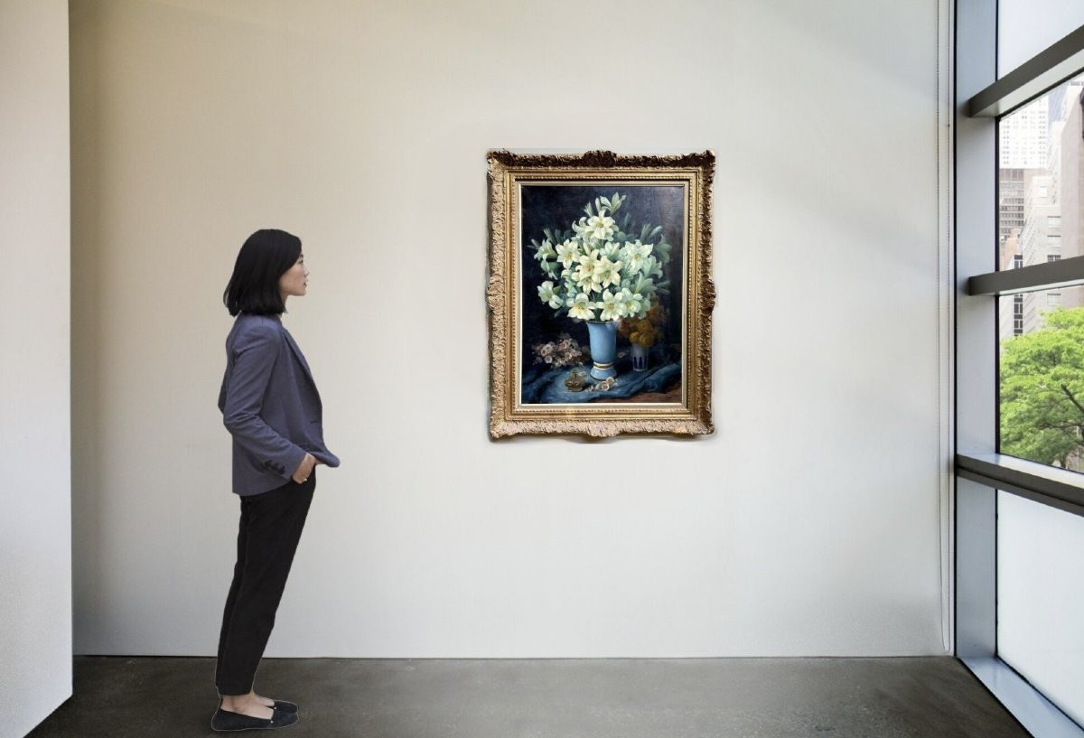 Georges Jessen (l1892 - 1963) Large Still Life With A Vase Of Flowers-photo-1