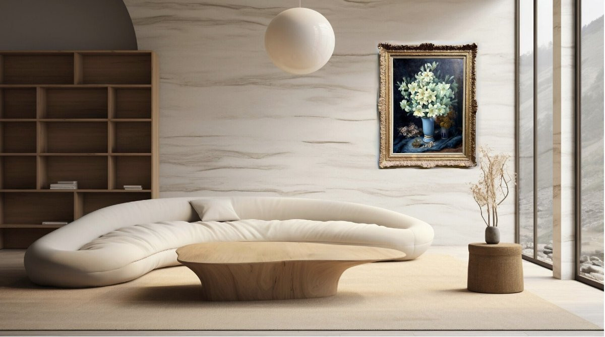 Georges Jessen (l1892 - 1963) Large Still Life With A Vase Of Flowers-photo-2