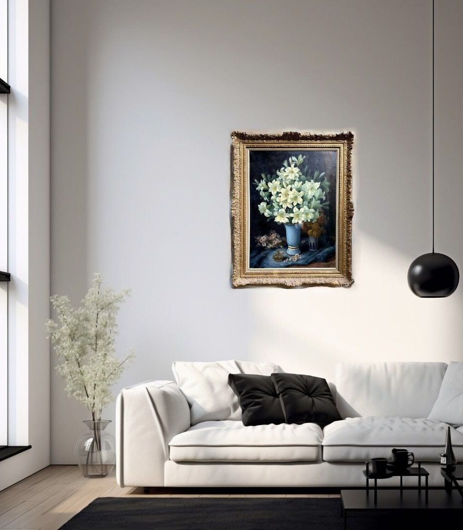 Georges Jessen (l1892 - 1963) Large Still Life With A Vase Of Flowers-photo-3