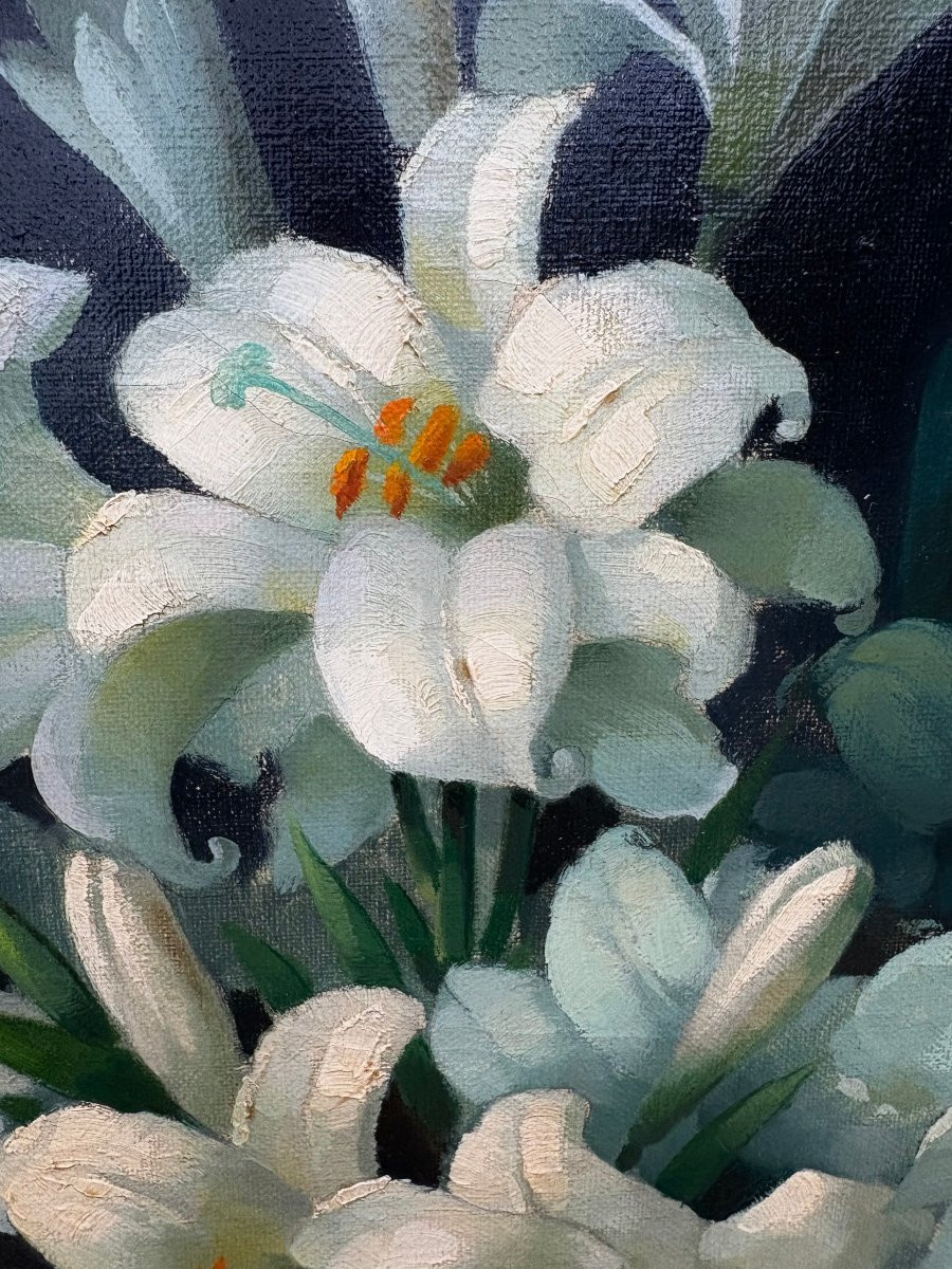 Georges Jessen (l1892 - 1963) Large Still Life With A Vase Of Flowers-photo-5