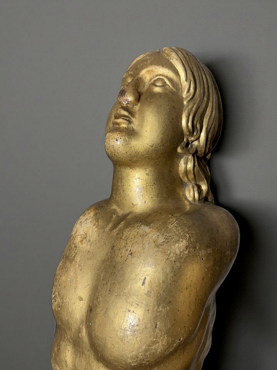 17th Pair Of Large Italian Baroque Caryatids Gilt Wood-photo-3