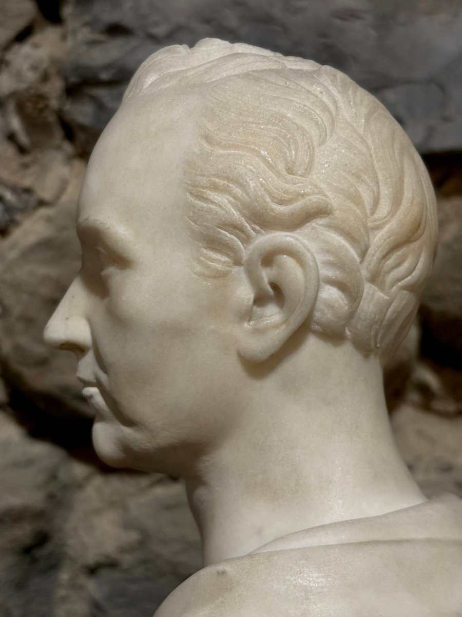 Buste en Marbre Néoclassique en Hermès époque Empire-photo-4