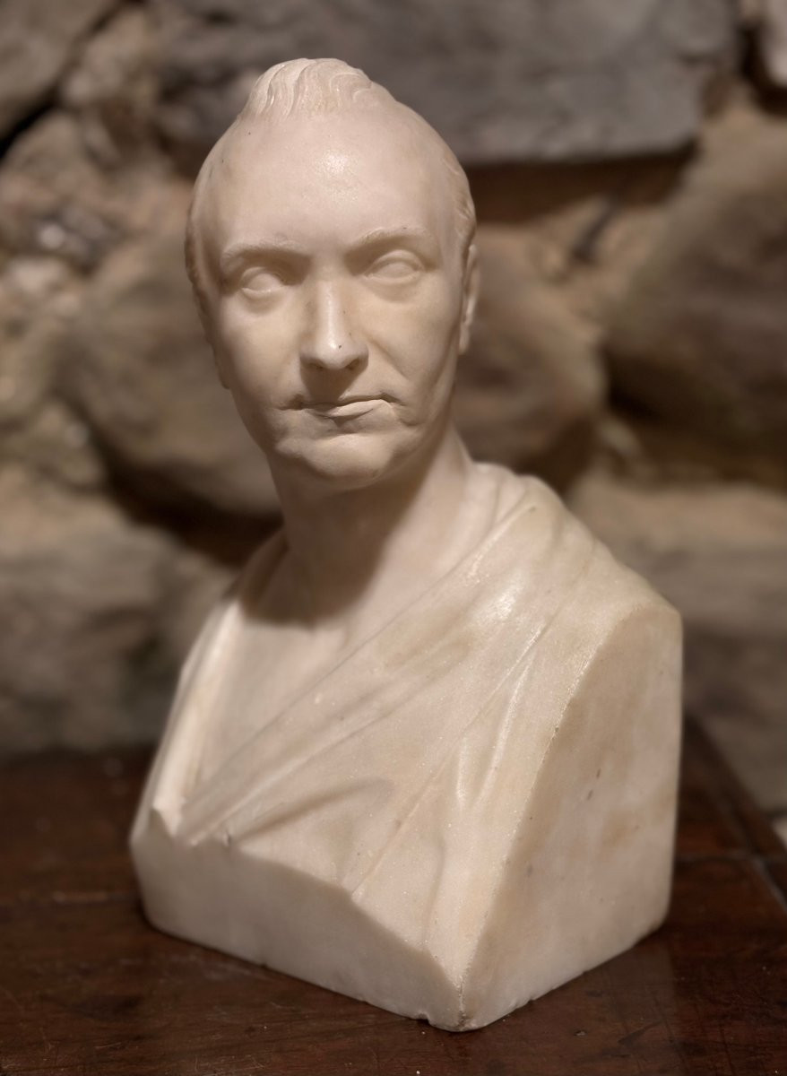 Buste en Marbre Néoclassique en Hermès époque Empire-photo-5