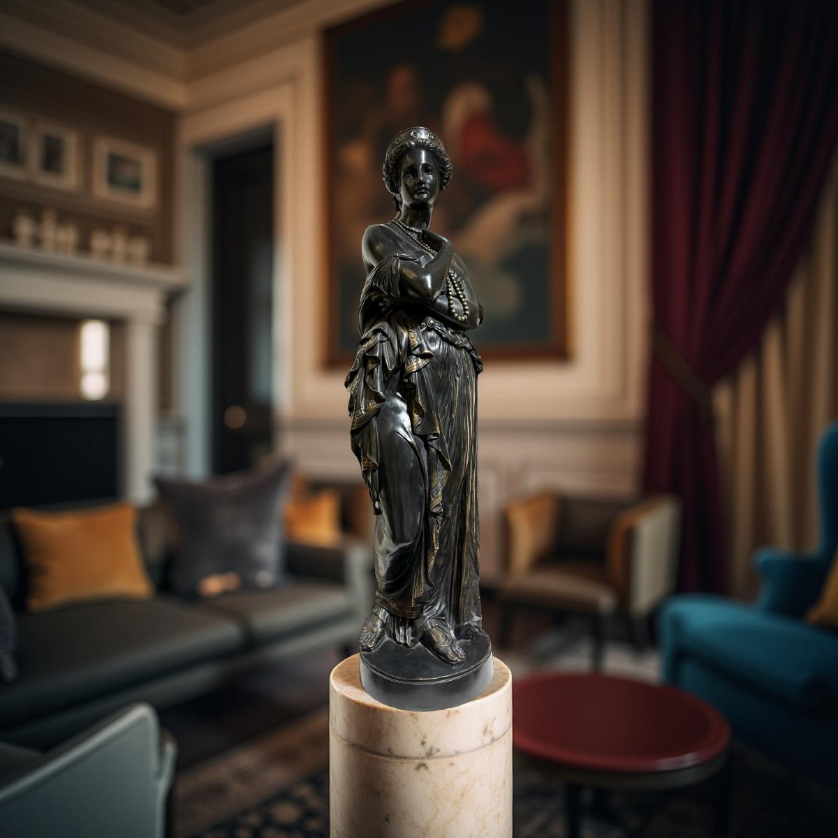 Grande Sculpture en Bronze "Hélène" par Jean-Baptiste Clésinger-Barbedienne Fondeur-photo-8