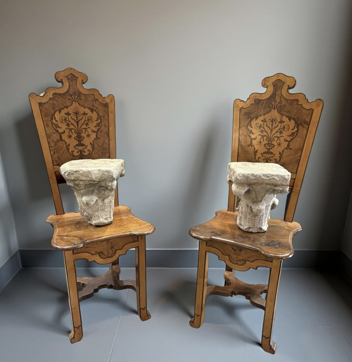 12th Pair Of Medieval Capitals Zandobbio Marble Lombardy-photo-6