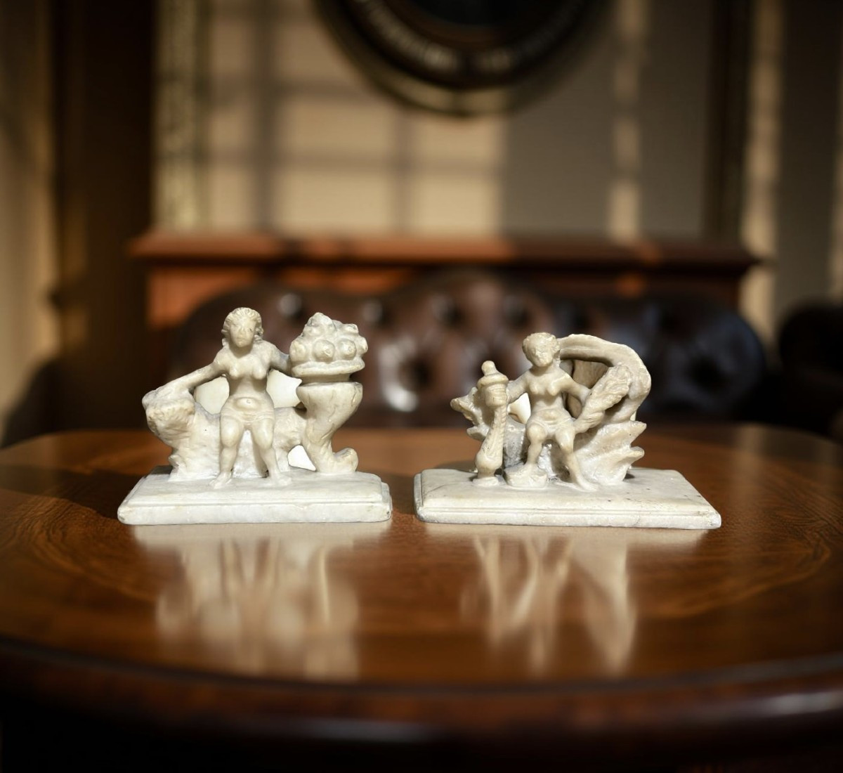16th Pair Of Alabaster Sculptures From Mechelen, Allegories-photo-7
