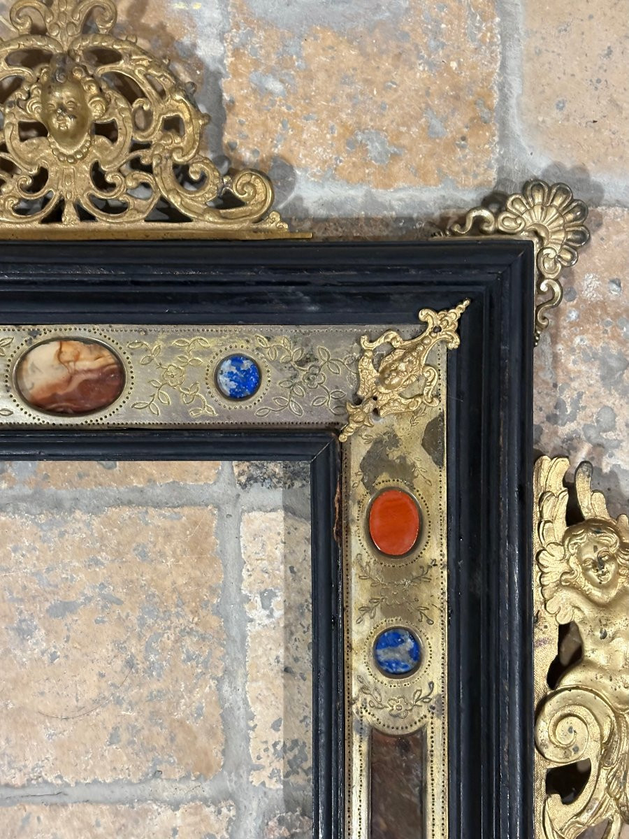 Cadre Grand Tour Marqueterie de Pierre Dure et Bronze Doré Roma 18éme-photo-3