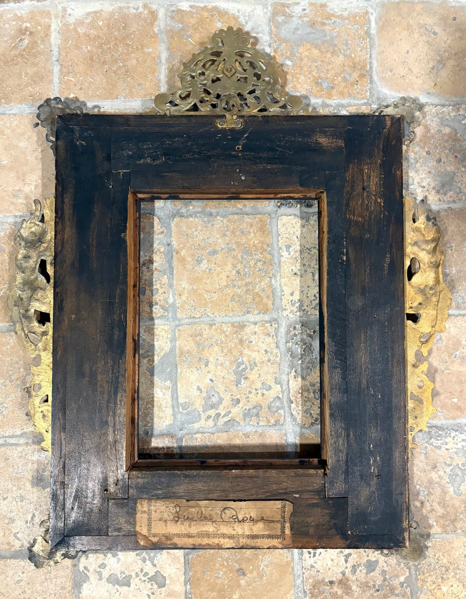 Cadre Grand Tour Marqueterie de Pierre Dure et Bronze Doré Roma 18éme-photo-4