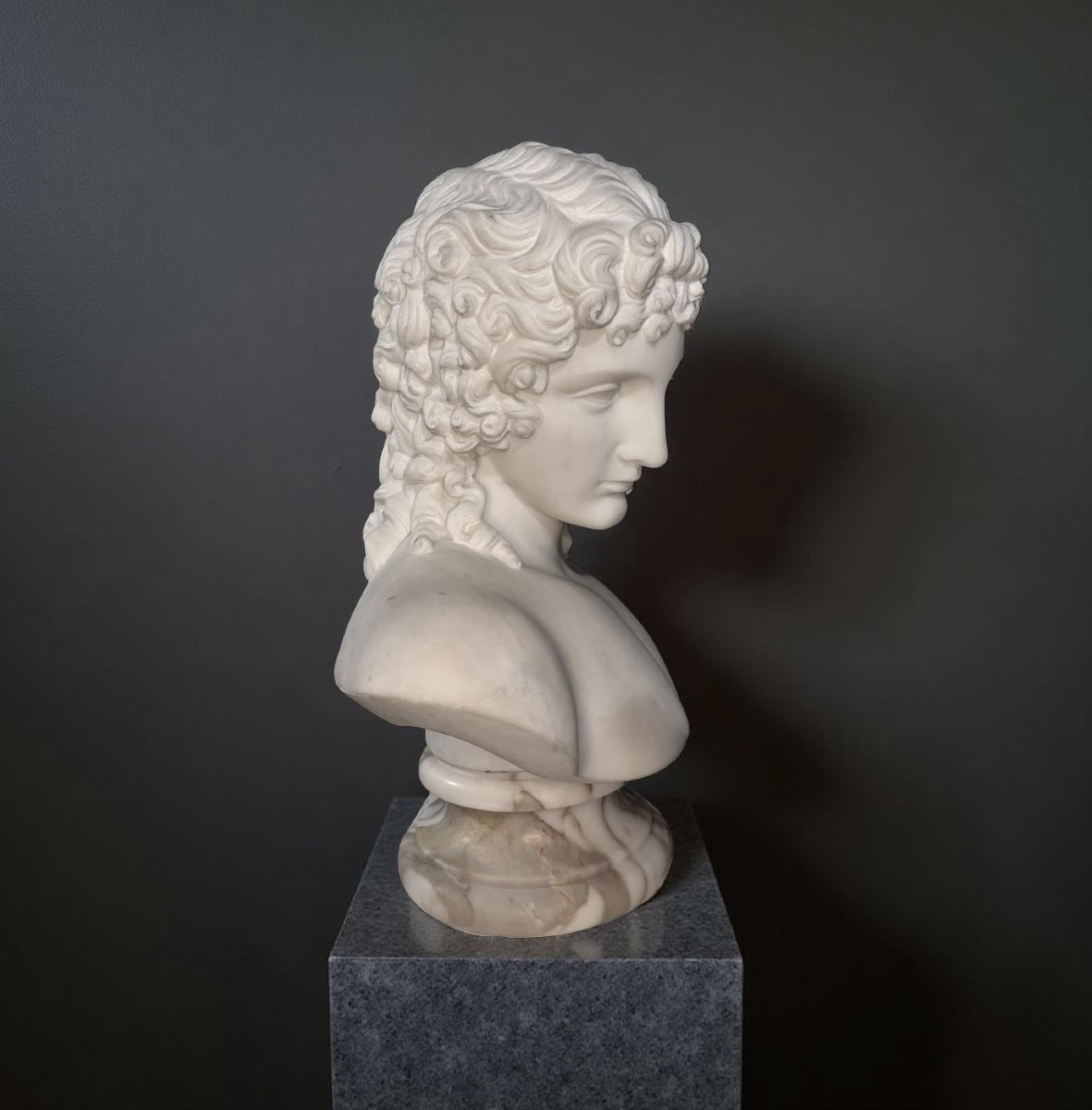 Grande Buste en Marbre d'Éros de Centocelle Atelier Romain XIXe siècle-photo-2