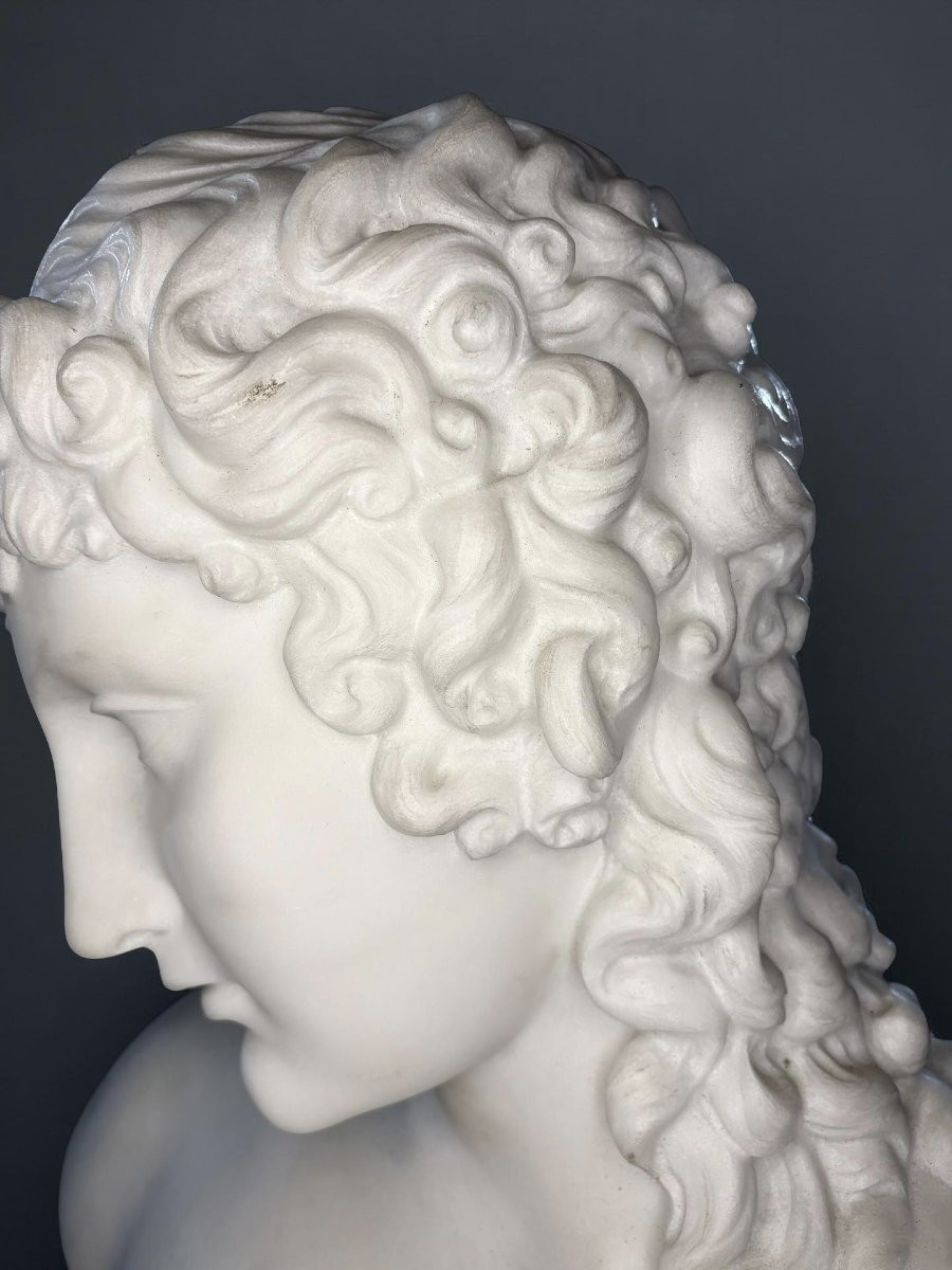 Grande Buste en Marbre d'Éros de Centocelle Atelier Romain XIXe siècle-photo-3