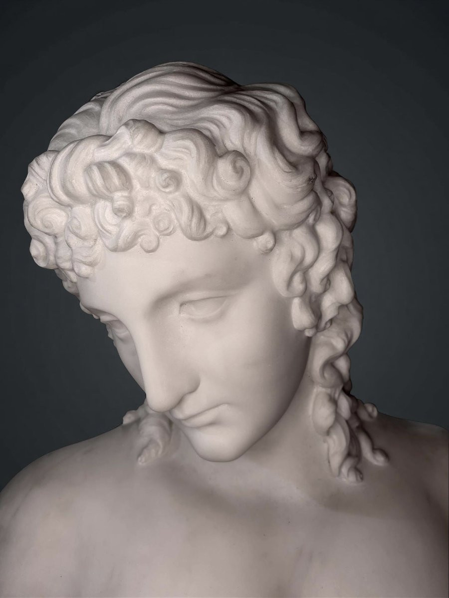 Grande Buste en Marbre d'Éros de Centocelle Atelier Romain XIXe siècle-photo-4