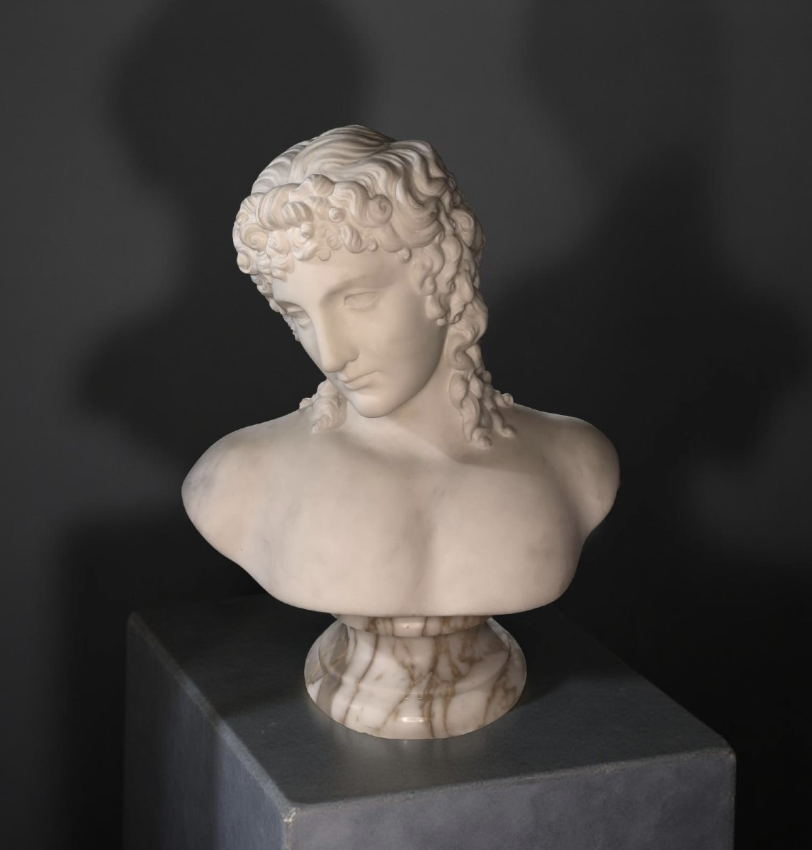 Grande Buste en Marbre d'Éros de Centocelle Atelier Romain XIXe siècle