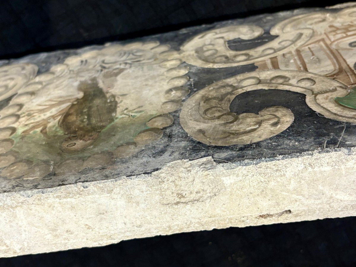 17th Fragment Of A Scagliola Panel With Coat Of Arms-photo-1