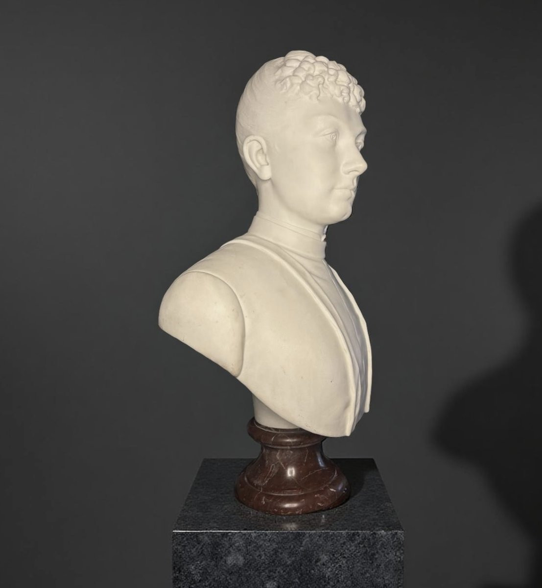 Laure Martin-coutan (1855-1915) Female Marble Bust Dated 1887-photo-2