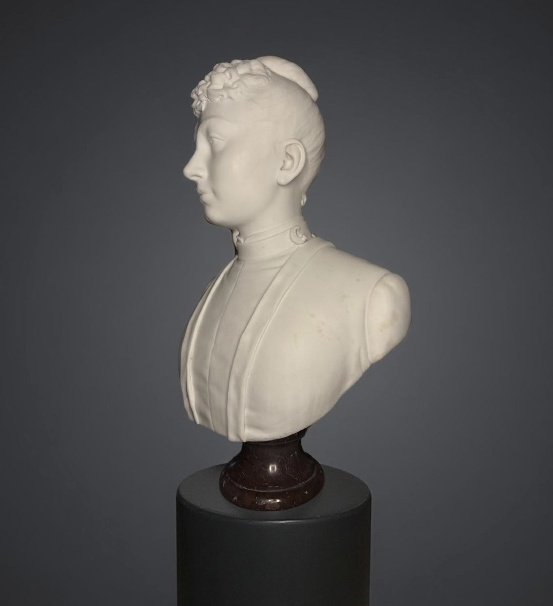 Laure Martin-coutan (1855-1915) Female Marble Bust Dated 1887-photo-4