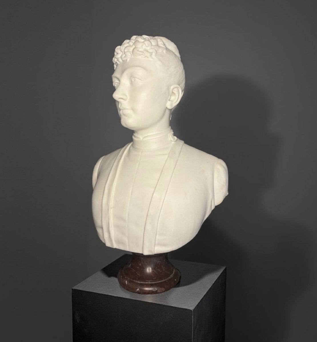 Laure Martin-coutan (1855-1915) Female Marble Bust Dated 1887-photo-1