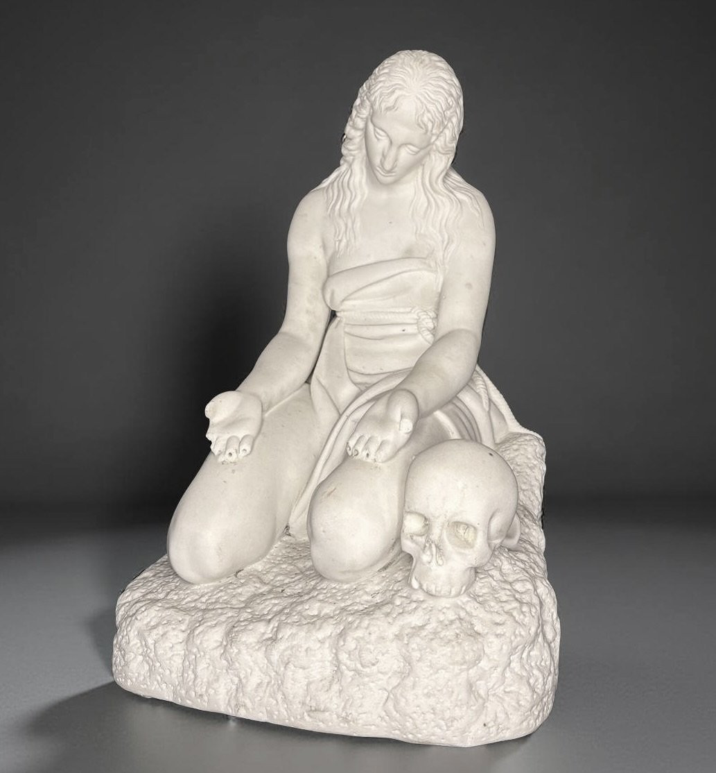 19th Penitent Magdalene After Canova Neoclassical Marble Sculpture-photo-2