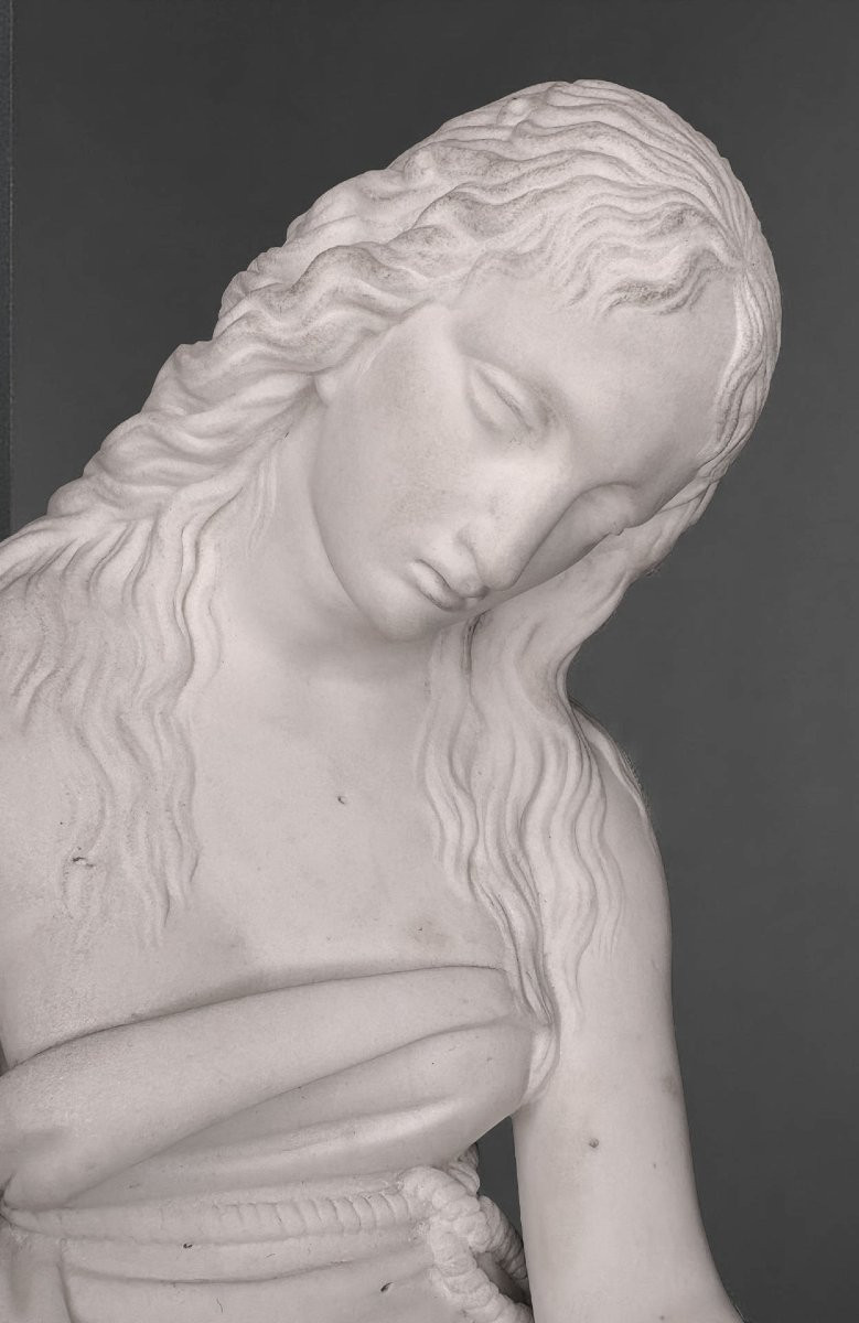 19th Penitent Magdalene After Canova Neoclassical Marble Sculpture-photo-2