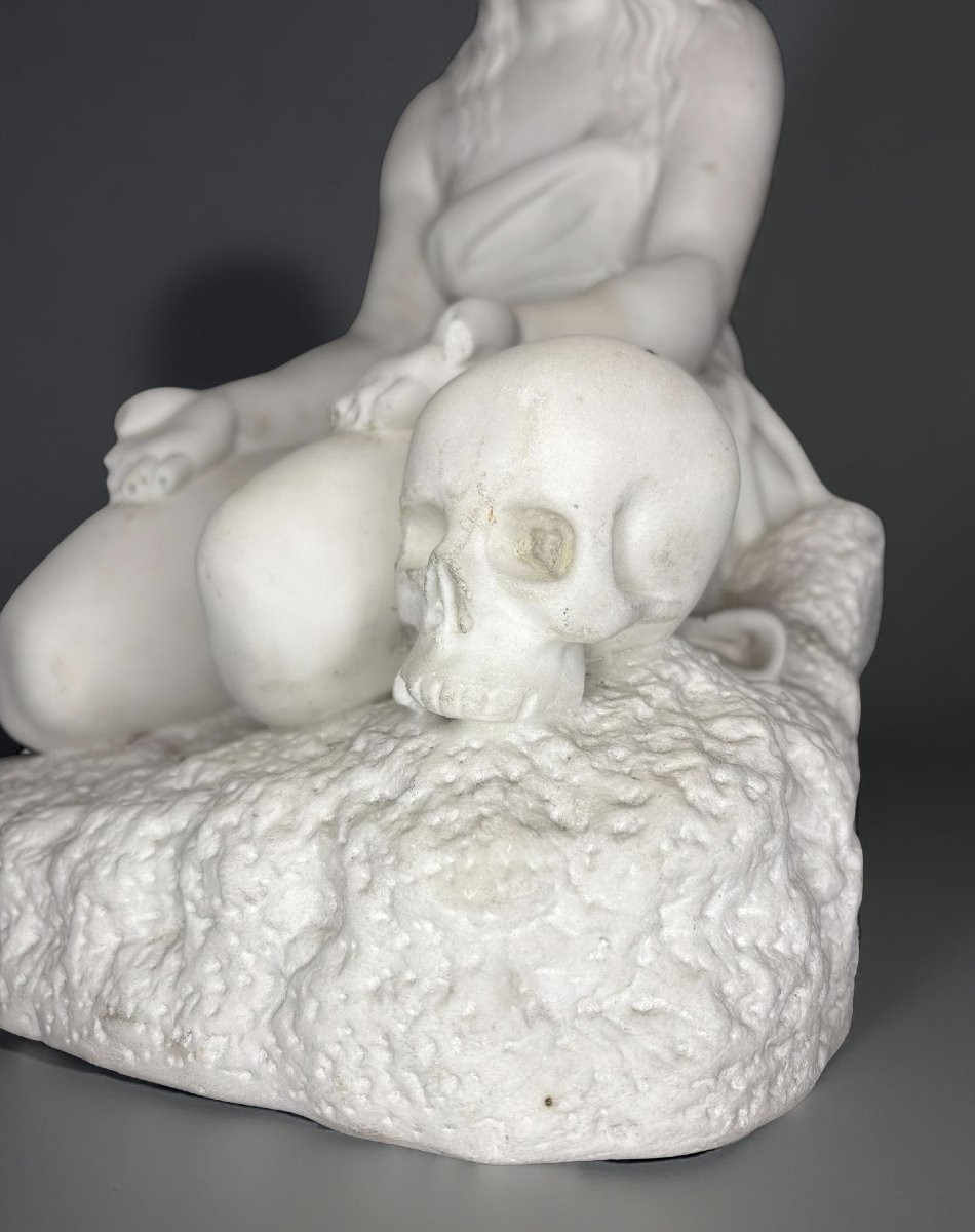 19th Penitent Magdalene After Canova Neoclassical Marble Sculpture-photo-3