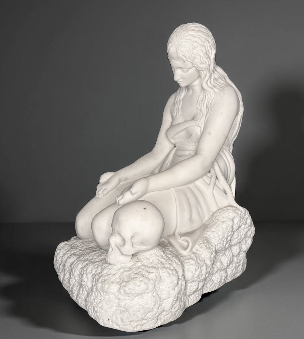 19th Penitent Magdalene After Canova Neoclassical Marble Sculpture-photo-4