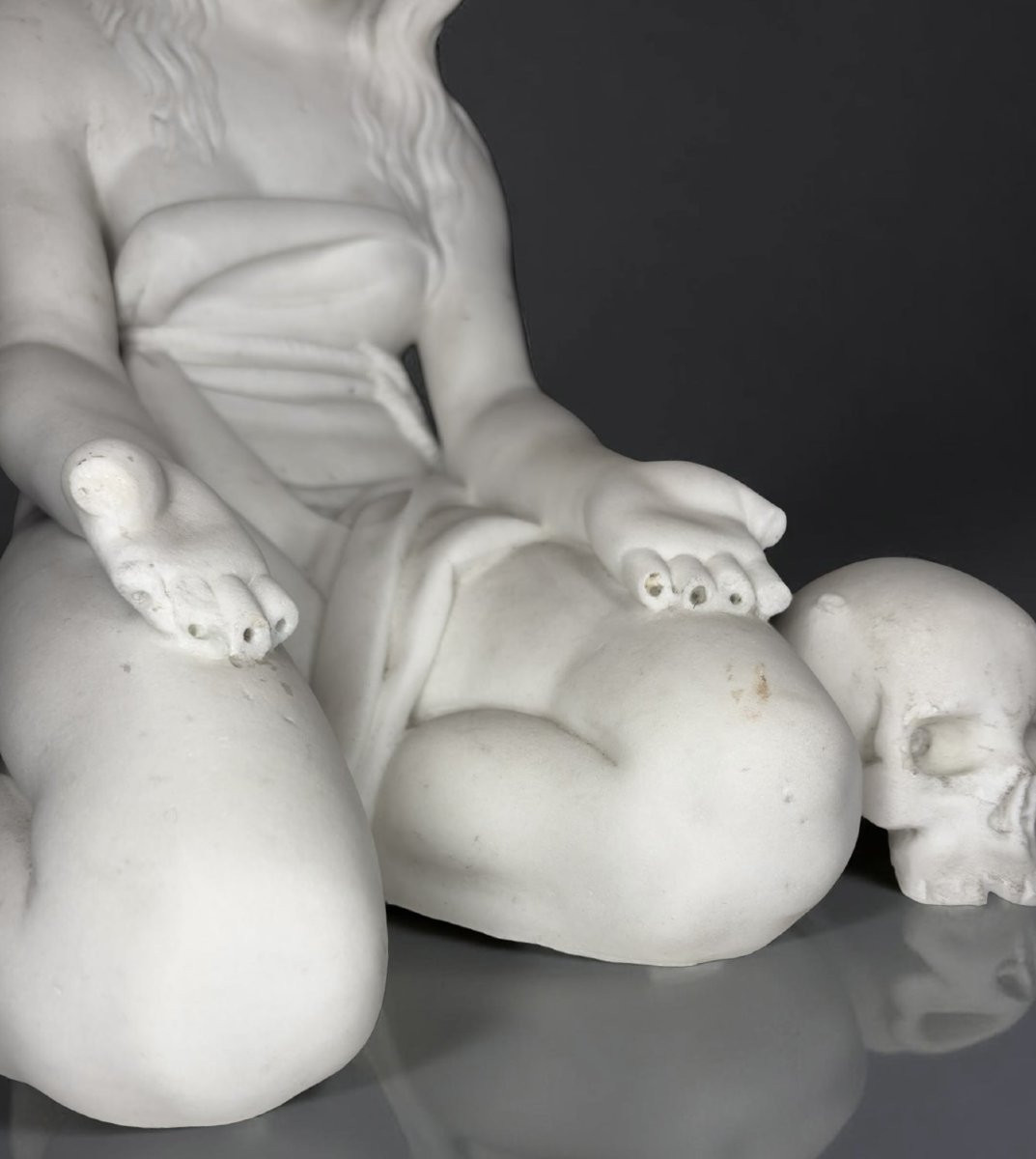 19th Penitent Magdalene After Canova Neoclassical Marble Sculpture-photo-6