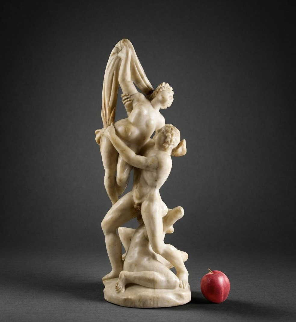18th  Large Alabaster Group "the Rape Of The Sabine Women" -photo-2