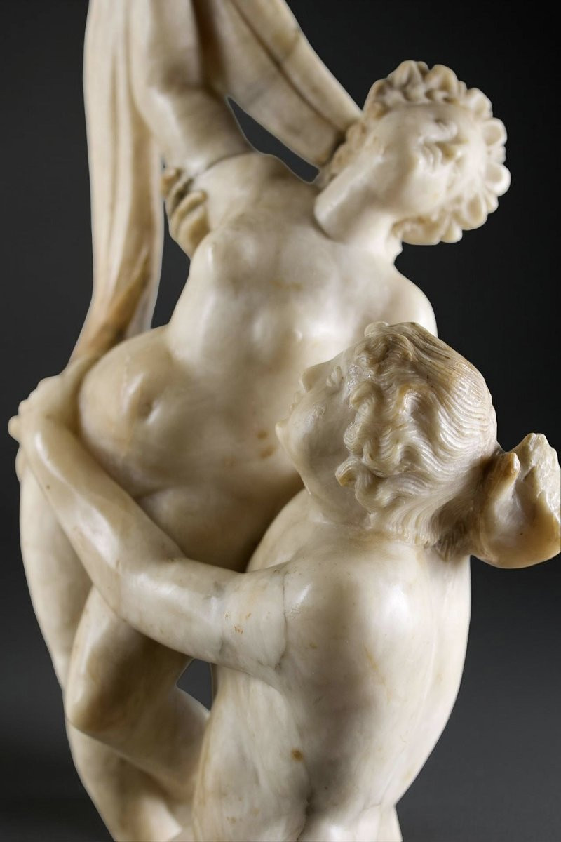 18th  Large Alabaster Group "the Rape Of The Sabine Women" -photo-1