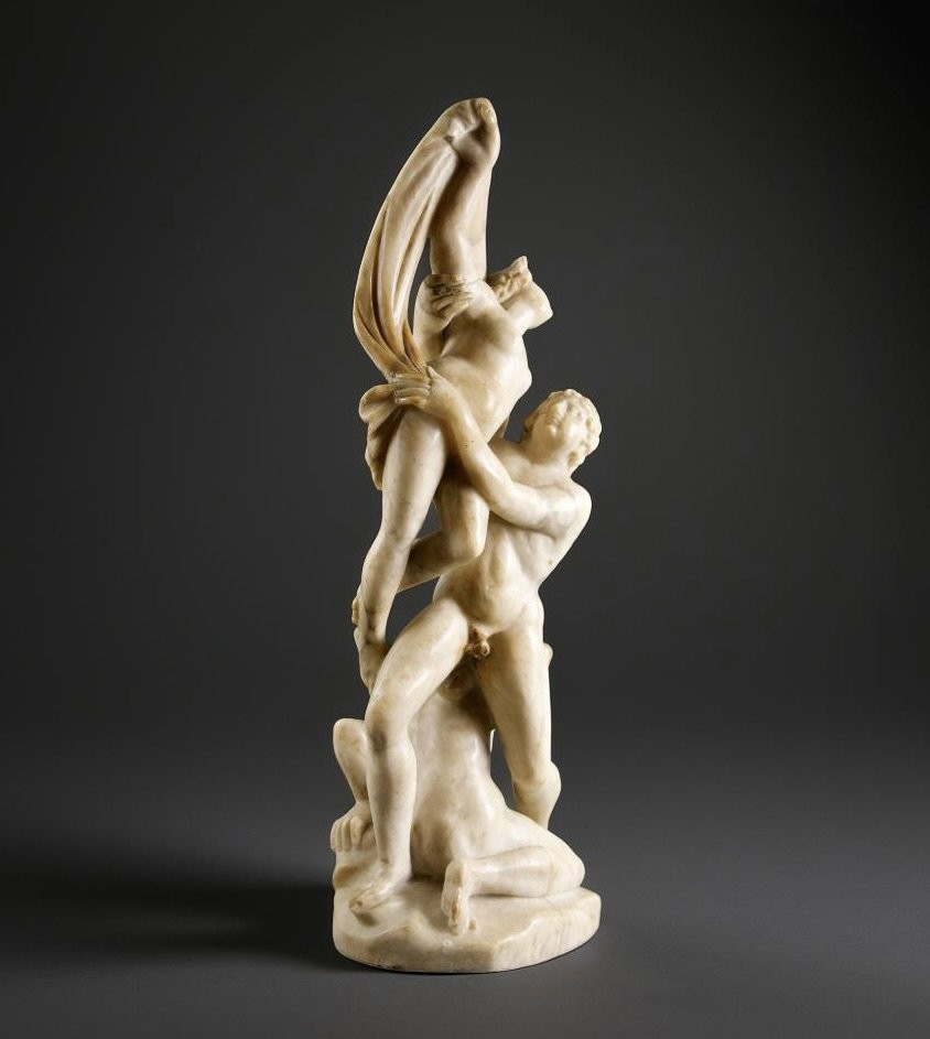 18th  Large Alabaster Group "the Rape Of The Sabine Women" -photo-2