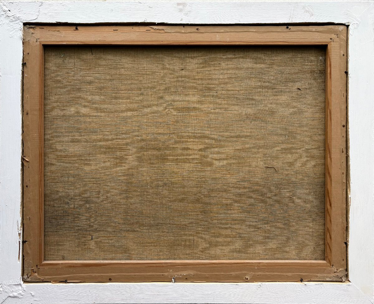 Early 20th Large Painting "elongated Female Nude" Oil On Canvas-photo-3