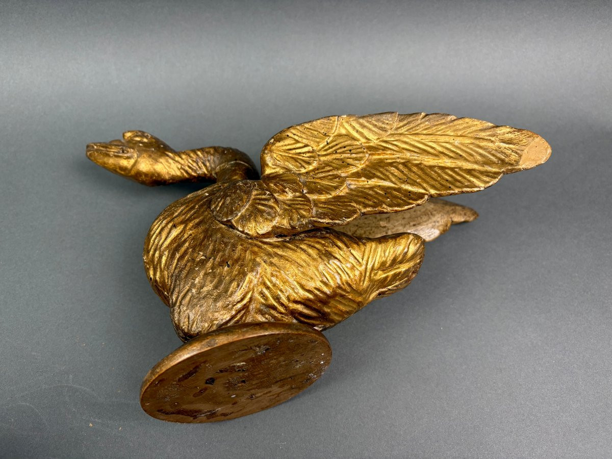 Paire de Grands Sculptures en Bois Doré  Louis XVI Cygnes Italie 18éme-photo-5
