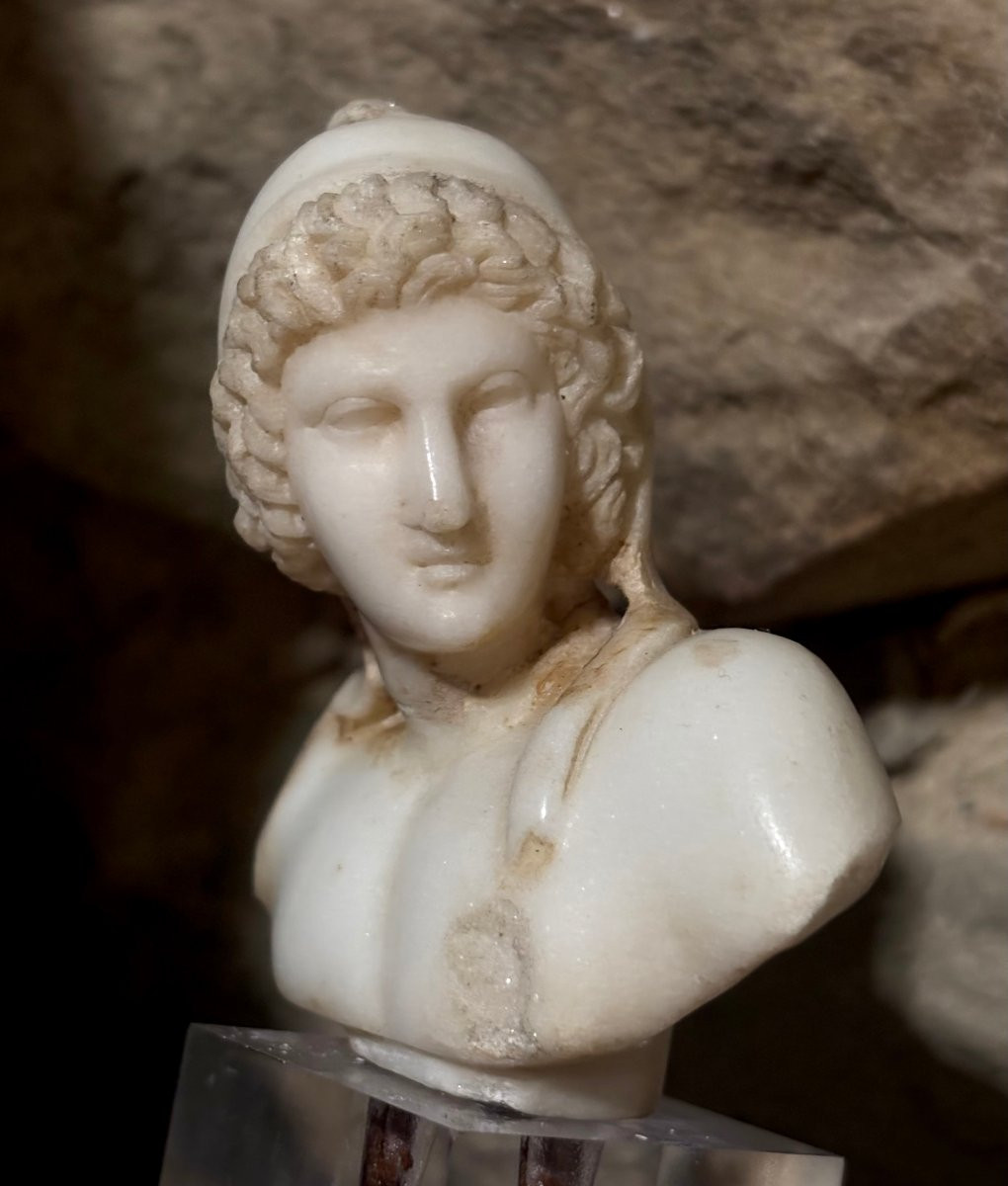 Petit Buste Maniériste d'Attis en Marbre 16éme-photo-3