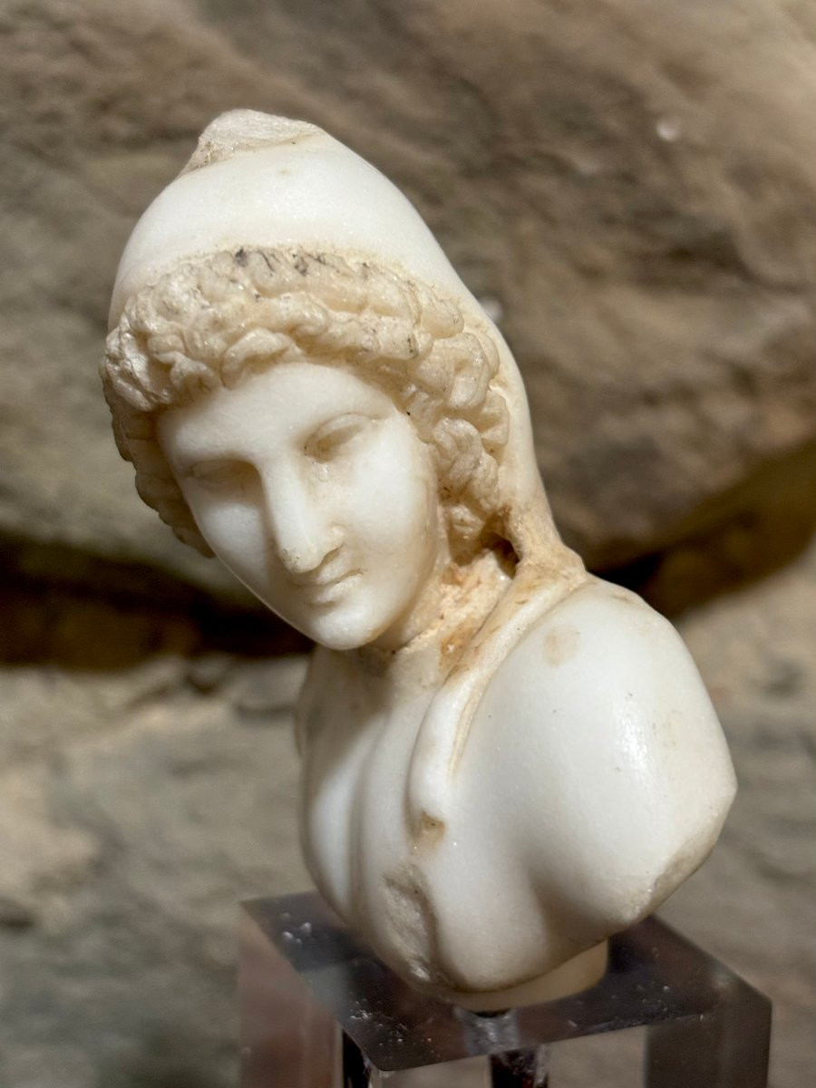 Petit Buste Maniériste d'Attis en Marbre 16éme-photo-2