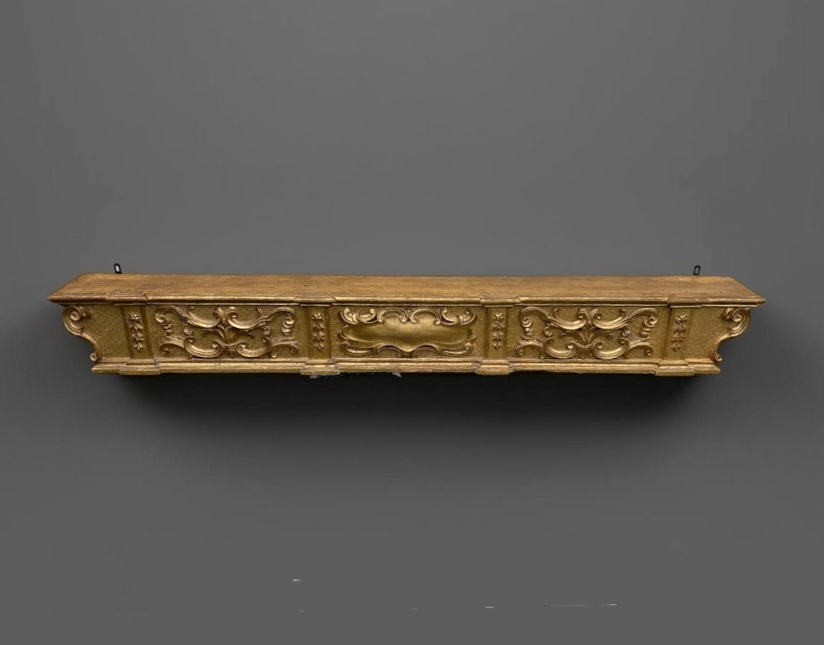 Early 18th Impressive Baroque Altar Gilt Wood Predella -photo-1