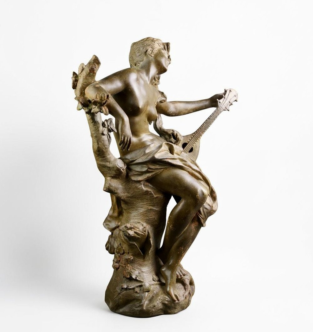 Luca Madrassi (1848-1919) Large Art Nouveau Terracotta Sculpture-photo-3