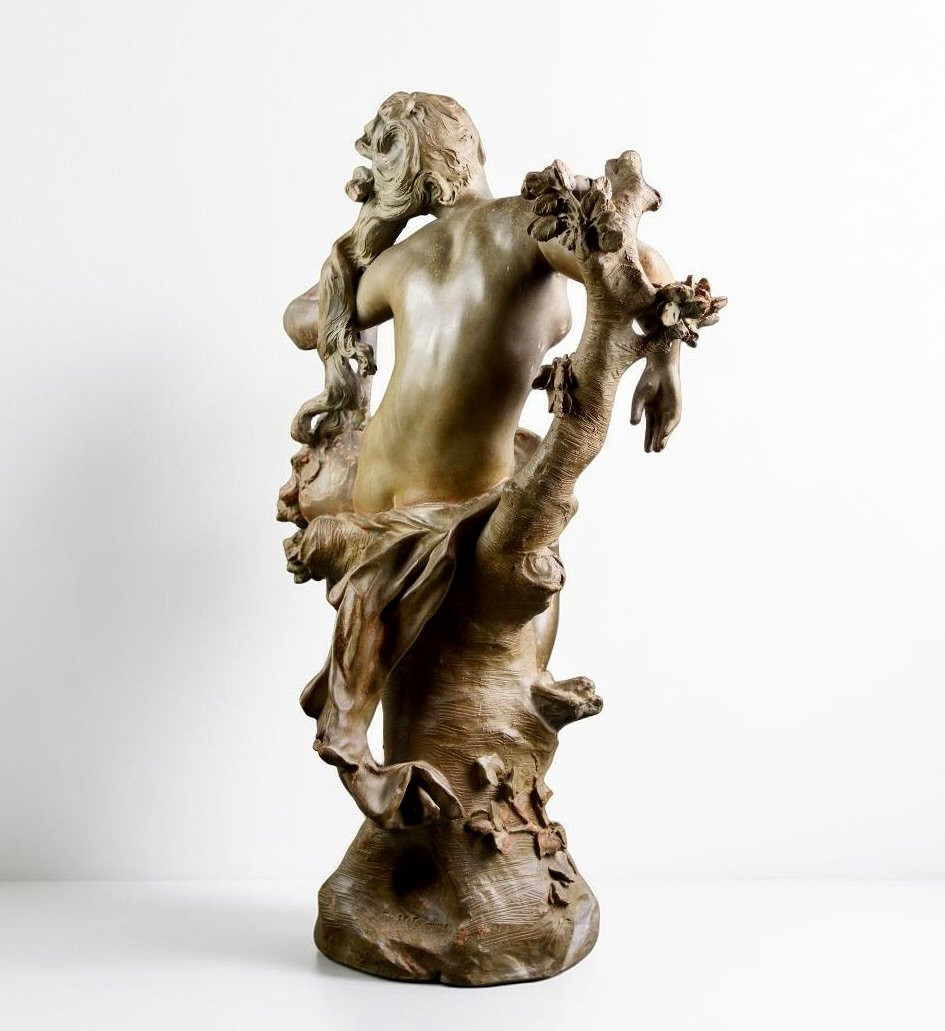 Luca Madrassi (1848-1919) Large Art Nouveau Terracotta Sculpture-photo-1
