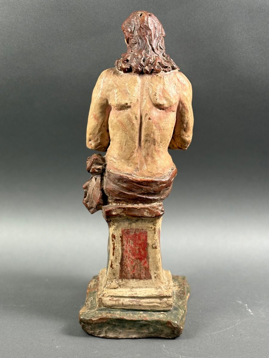 Christ aux Liens en Terre cuite Polychrome, Italie, XVIIe siècle-photo-3