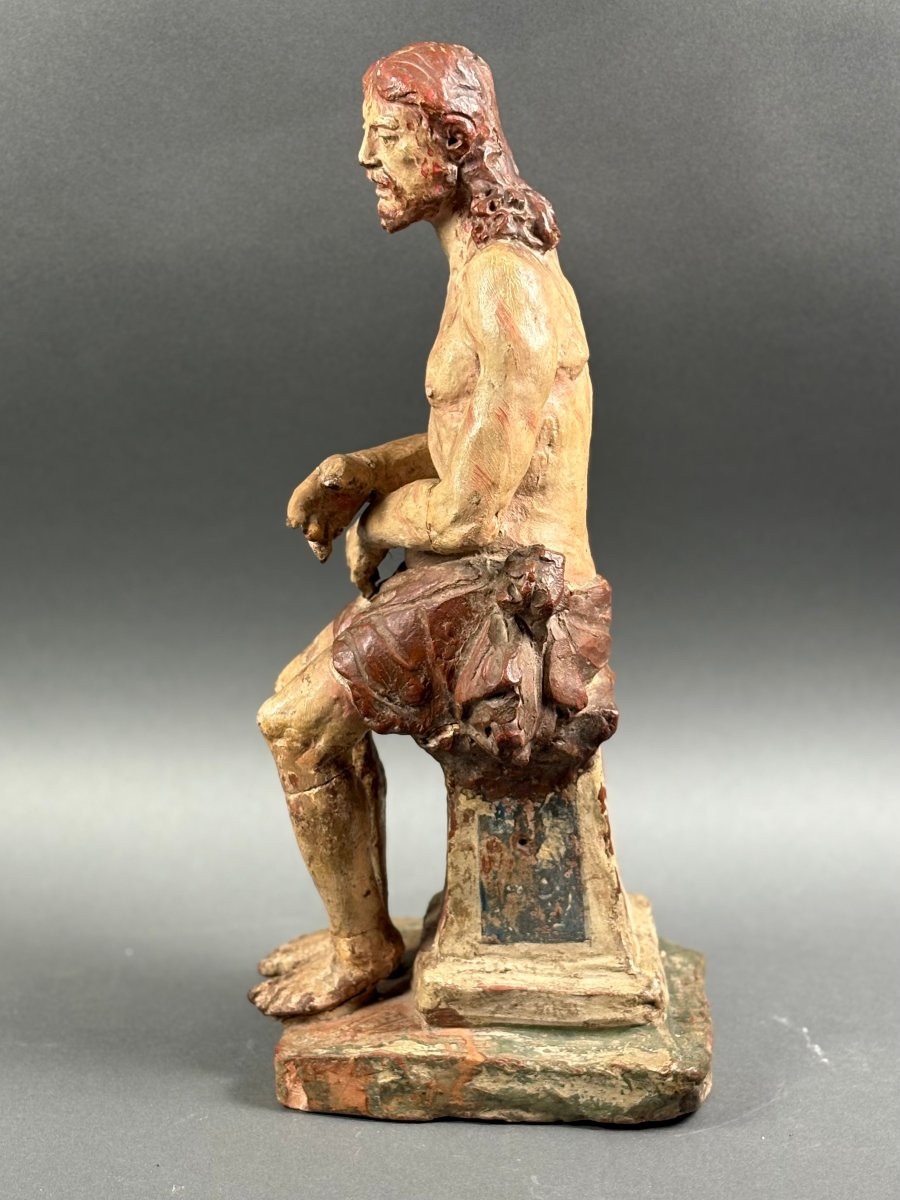 Christ aux Liens en Terre cuite Polychrome, Italie, XVIIe siècle-photo-4