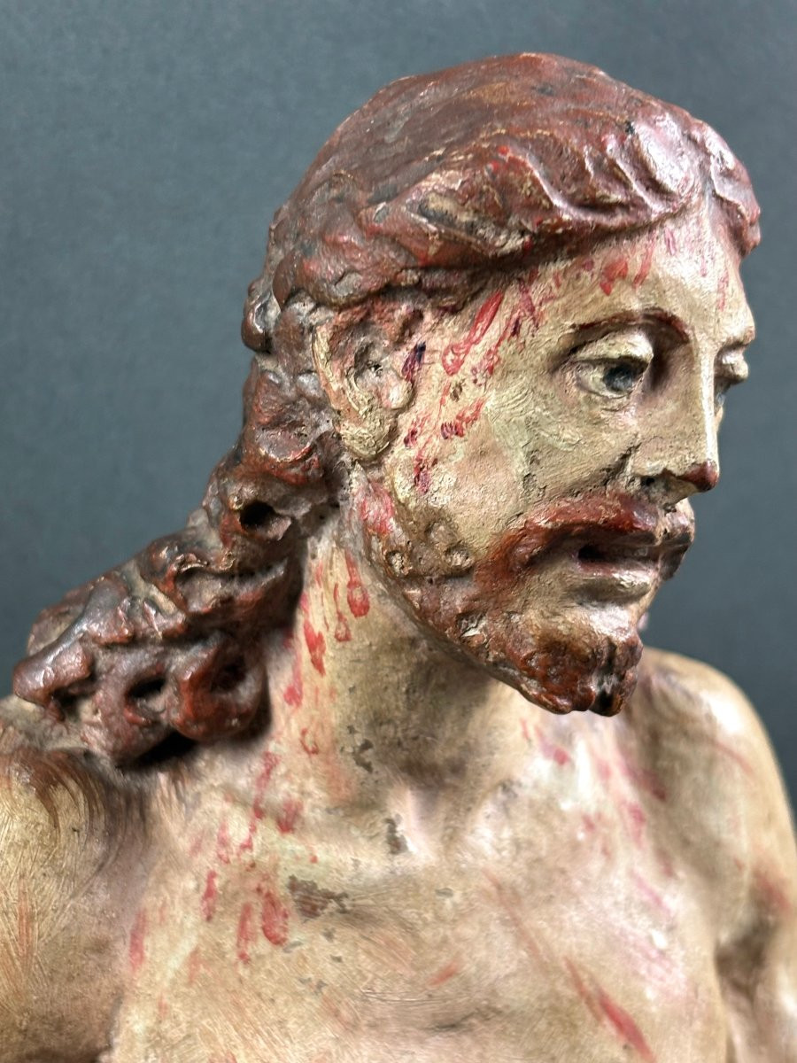 Christ aux Liens en Terre cuite Polychrome, Italie, XVIIe siècle-photo-2