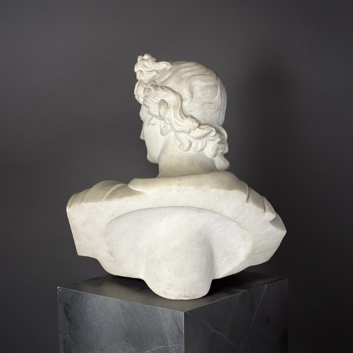 19th Marble Bust Of The Apollo Belvedere Grand Tour Roma -photo-3