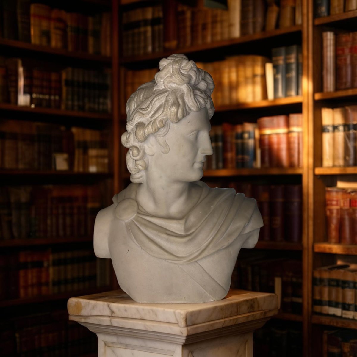 19th Marble Bust Of The Apollo Belvedere Grand Tour Roma -photo-6