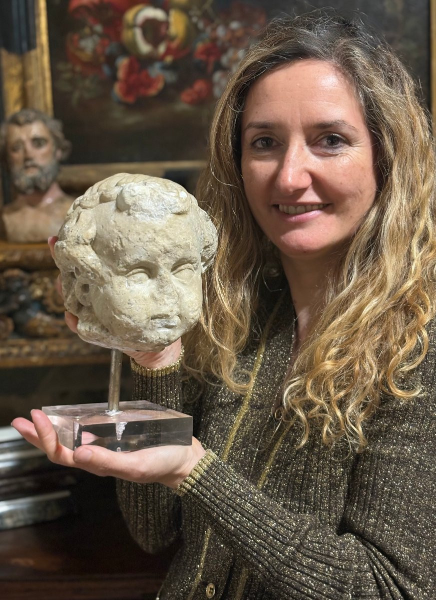 Tête en Marbre époque Baroque Rome  XVIIe siècle-photo-2