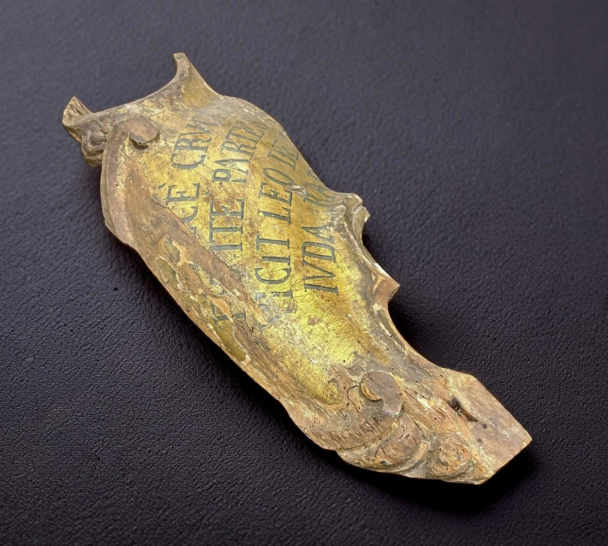 Fragment d'Armoiries en Bois Doré Italie 18éme-photo-2